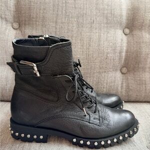 Dolce Vita Black Leather Studded Ankle Boots